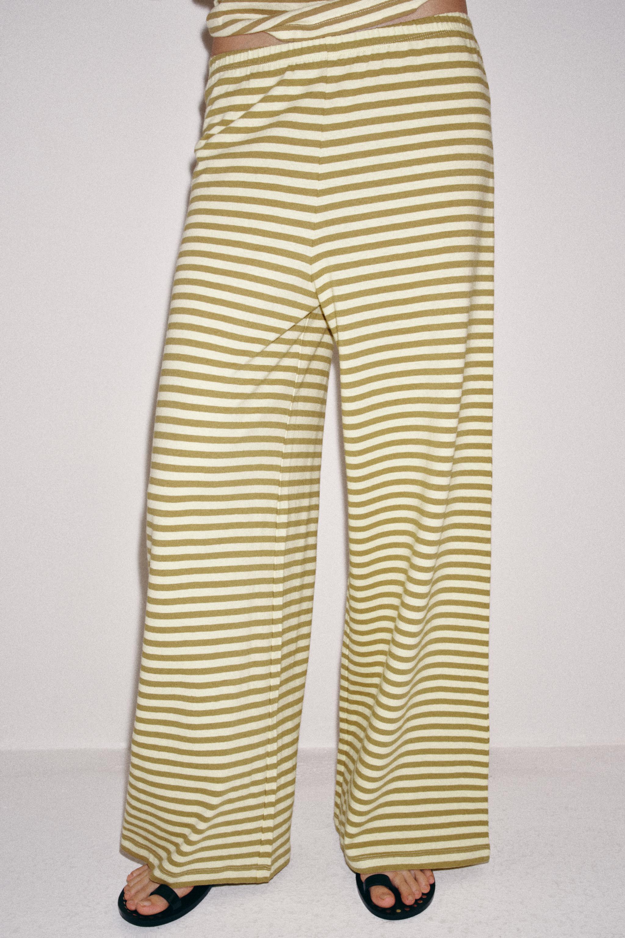 STRIPED COTTON AND LINEN PANTS